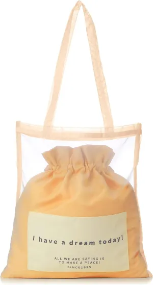 Spruce Women's Tote Bag, Sheer Drawstring Tote Set, Beige
