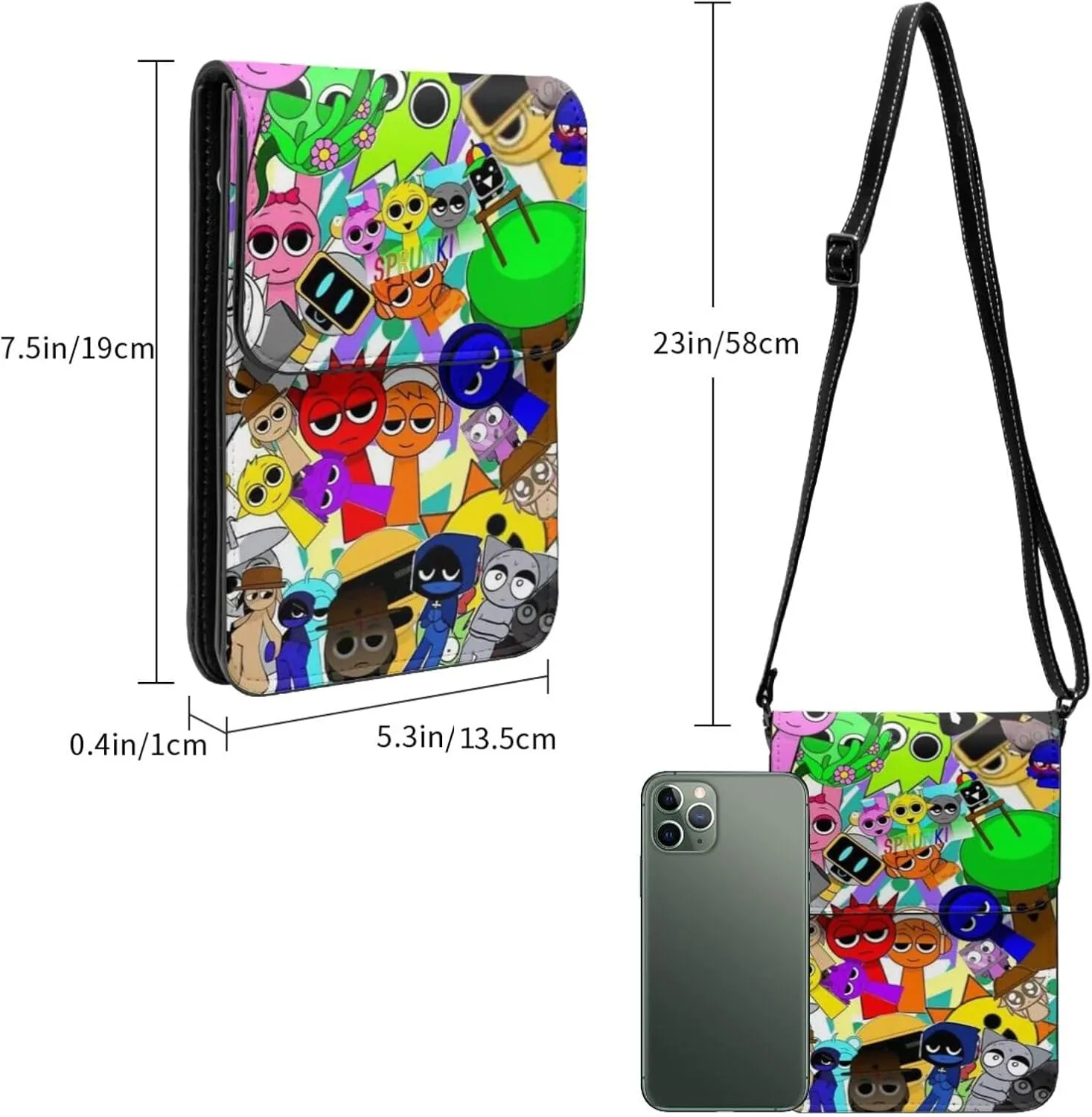 Sprunki Cell Phone Purse Crossbody Bag for Outdoor Travel Sports Camping Hiking Shoulder Bags