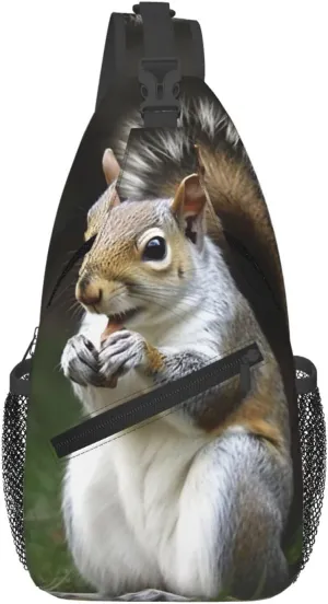 Squirrel Sling Bag for Men Women Crossbody Chest Bag Sling Backpack Travel Hiking Daypack Outdoor