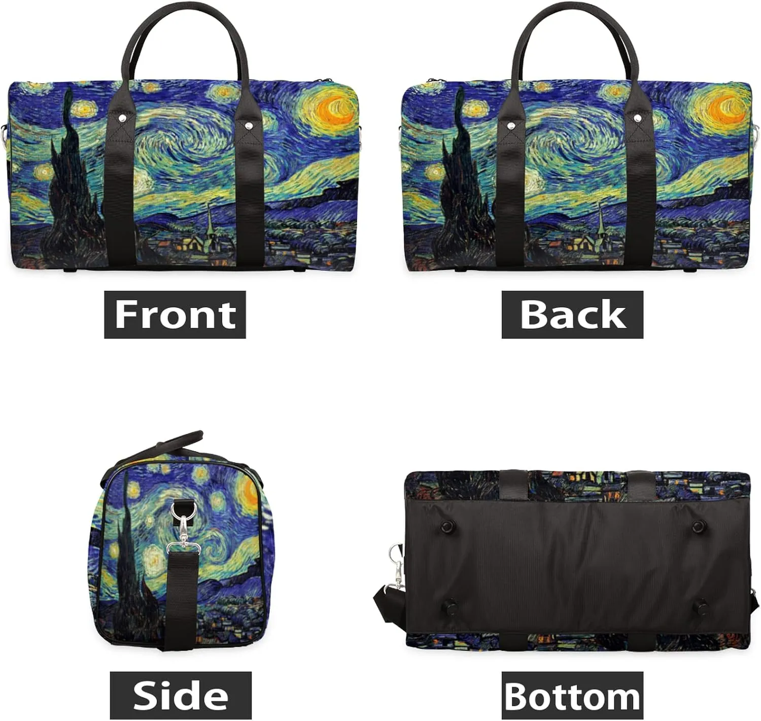 Starry Night Art Travel Duffel Bag, Starry Night Sports Gym Bag Waterproof Weekender Bag Overnight Travel Carry on Bag Duffel Tote for Women and Men