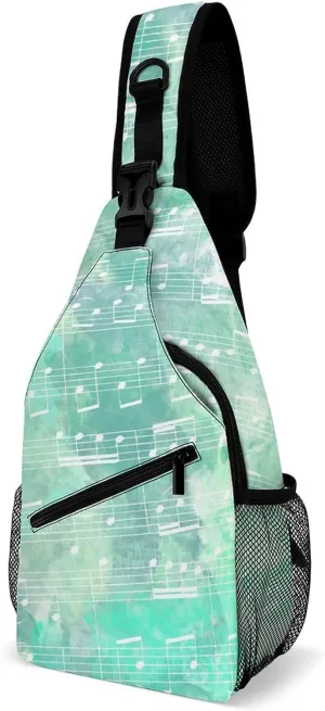 Stave-green Pattern Crossbody Sling Bag for Women Men Travel Chest Bag, Cycling Shoulder Backpack, Style-2