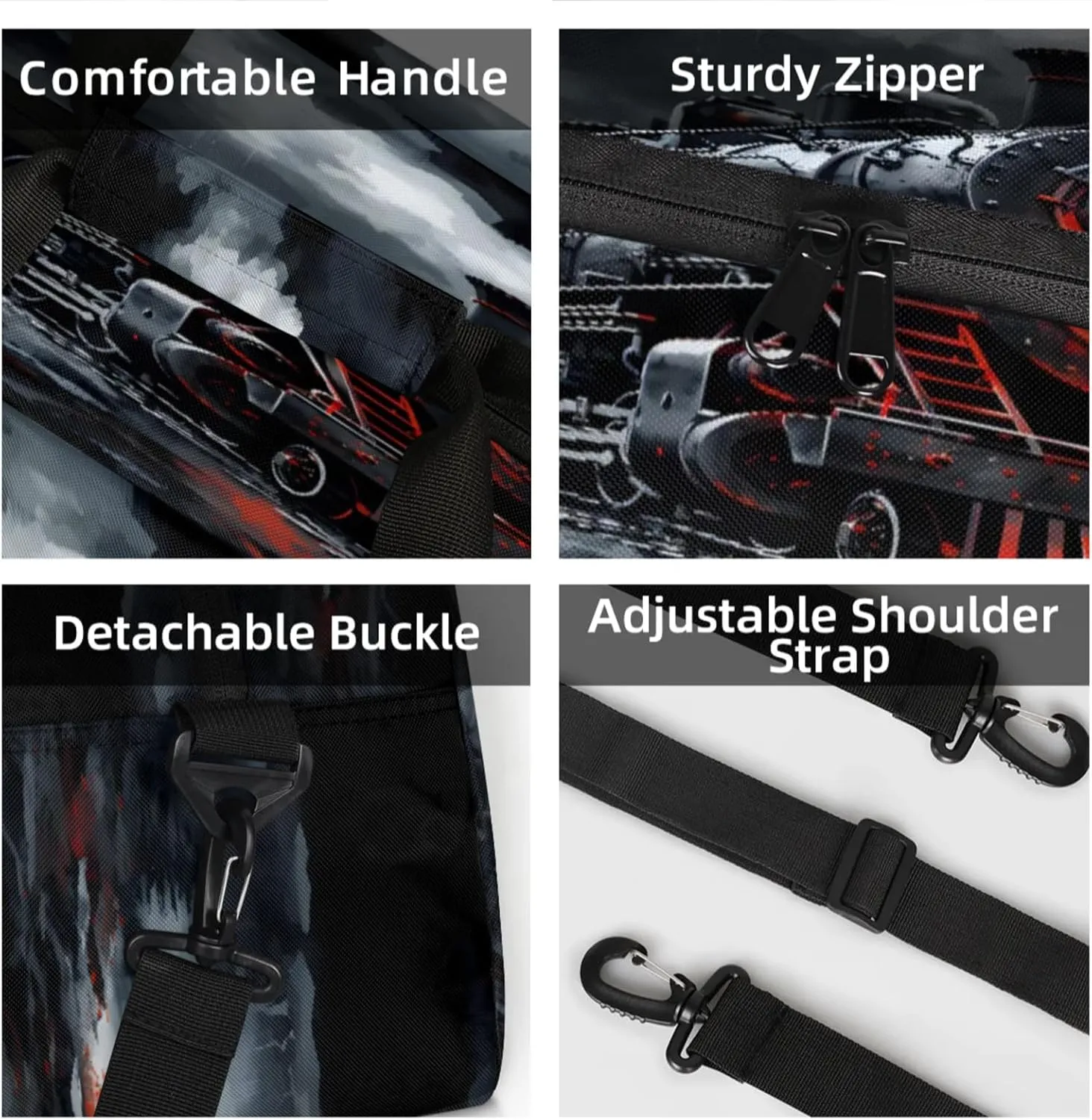 Steam Engine Old Train Small Gym Bag 18 inch Carry On Duffel Bag for Weekender Travel Sports Workout Yoga Gymnastics Dance Ballet