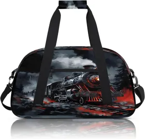 Steam Engine Old Train Small Gym Bag 18 inch Carry On Duffel Bag for Weekender Travel Sports Workout Yoga Gymnastics Dance Ballet