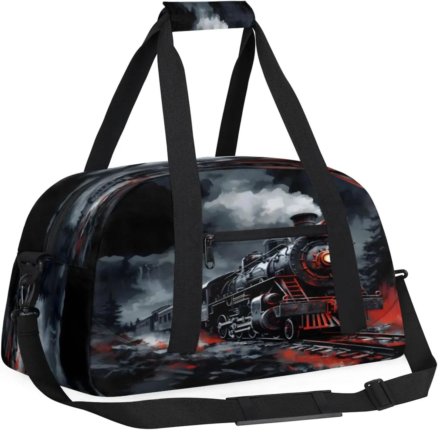 Steam Engine Old Train Small Gym Bag 18 inch Carry On Duffel Bag for Weekender Travel Sports Workout Yoga Gymnastics Dance Ballet
