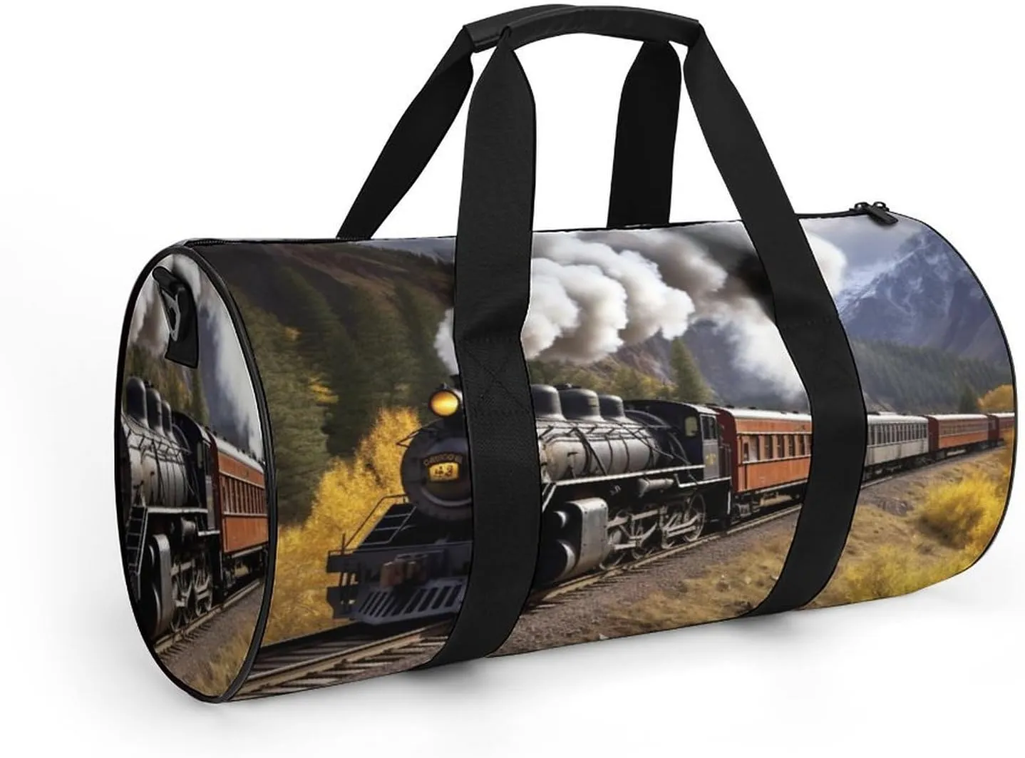 Steam Locomotive Train Gym Bag Small Travel Duffle Bag with Compartment Carry On Weekender Bag for Women Men