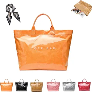 Stellaya Tote Bag, Pvc Tote Bag for Women, Stellaya Womens Letters Print Tote Bag, Fashion Tote Bag Top Handle