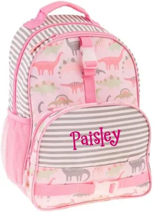 Stephen Joseph Personalized Backpack - Dinosaur Book Bag - Pink Dino All Over Print - Kids Back to School Supplies - Vacation Daypack - Custom Name