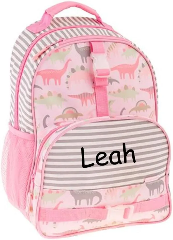 Stephen Joseph Personalized Backpack - Dinosaur Book Bag - Pink Dino All Over Print - Kids Back to School Supplies - Vacation Daypack - Custom Name