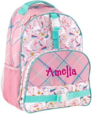 Stephen Joseph Personalized Backpack - Unicorn Book Bag - Plaid All Over Print - Kids Back to School Supplies - Vacation Daypack - Custom Name