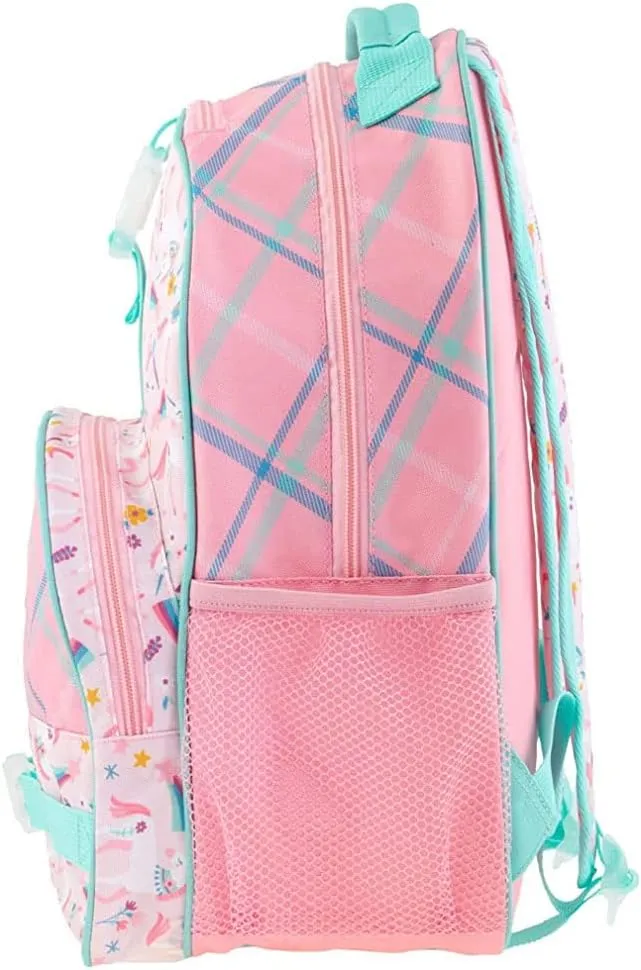 Stephen Joseph Personalized Backpack - Unicorn Book Bag - Plaid All Over Print - Kids Back to School Supplies - Vacation Daypack - Custom Name