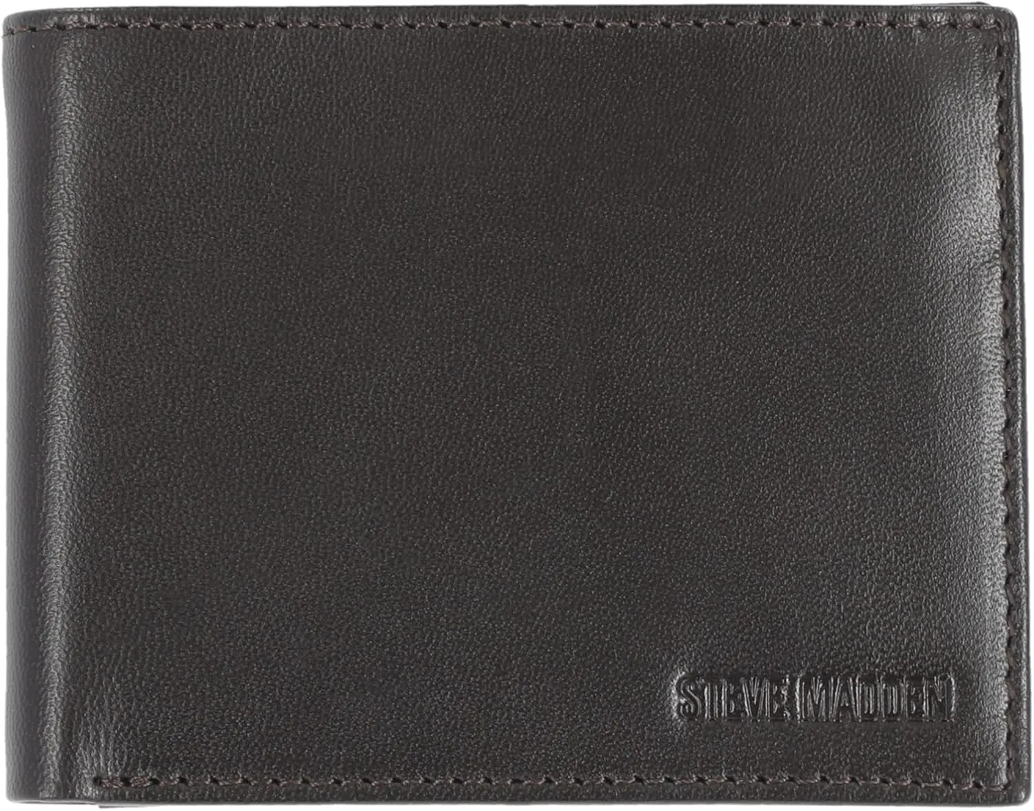 Steve Madden Men's Slim Leather Wallet with Extra Capacity Attached Flip Pockets