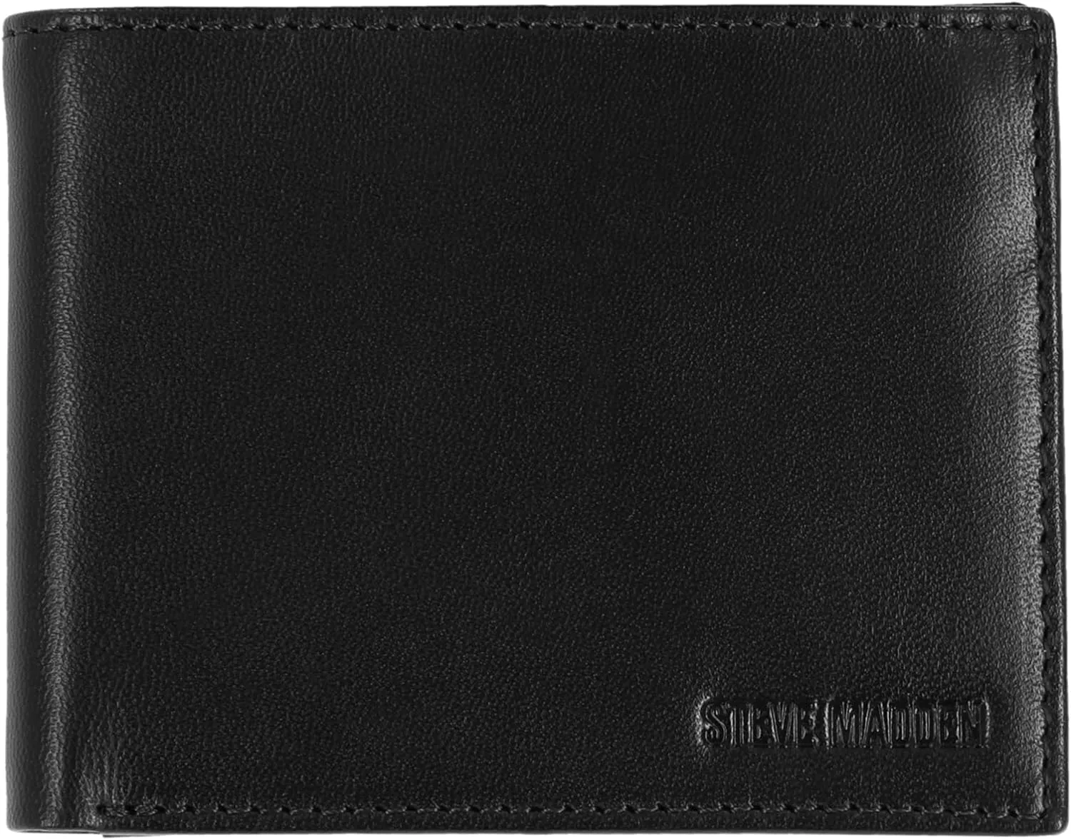 Steve Madden Men's Slim Leather Wallet with Extra Capacity Attached Flip Pockets