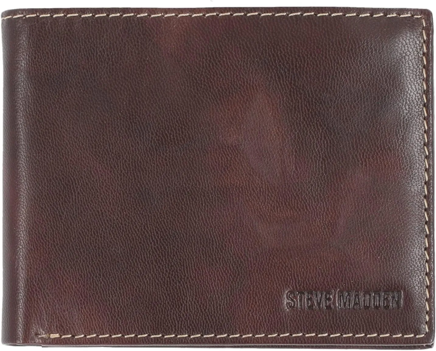 Steve Madden Men's Slim Leather Wallet with Extra Capacity Attached Flip Pockets