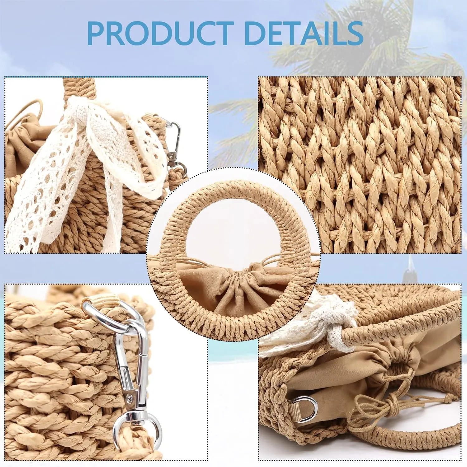 Straw Clutch Top Handle Handbags Rattan Straw Bag Summer Beach Tote Shoulder Bag Crossbody Travel Beach Tote