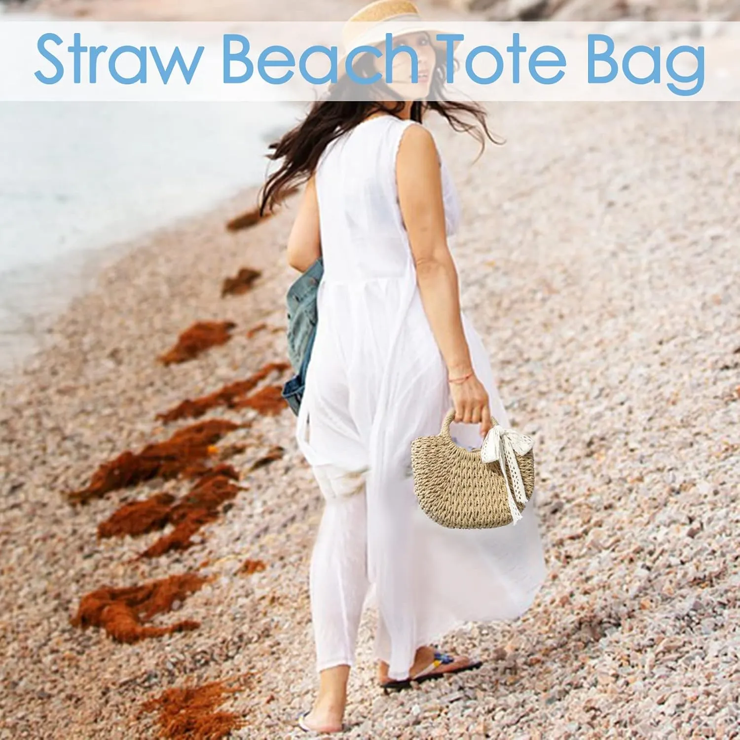 Straw Clutch Top Handle Handbags Rattan Straw Bag Summer Beach Tote Shoulder Bag Crossbody Travel Beach Tote