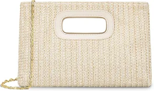 Straw Purse Top Handle Clutch Bag, Woven Beach Shoulder Crossbody Bag Raffia Handbag Raffia Summer Vacation Tote
