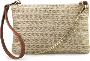 Straw Zipper Small Cross body bag Wristlet Clutch Womens Purse