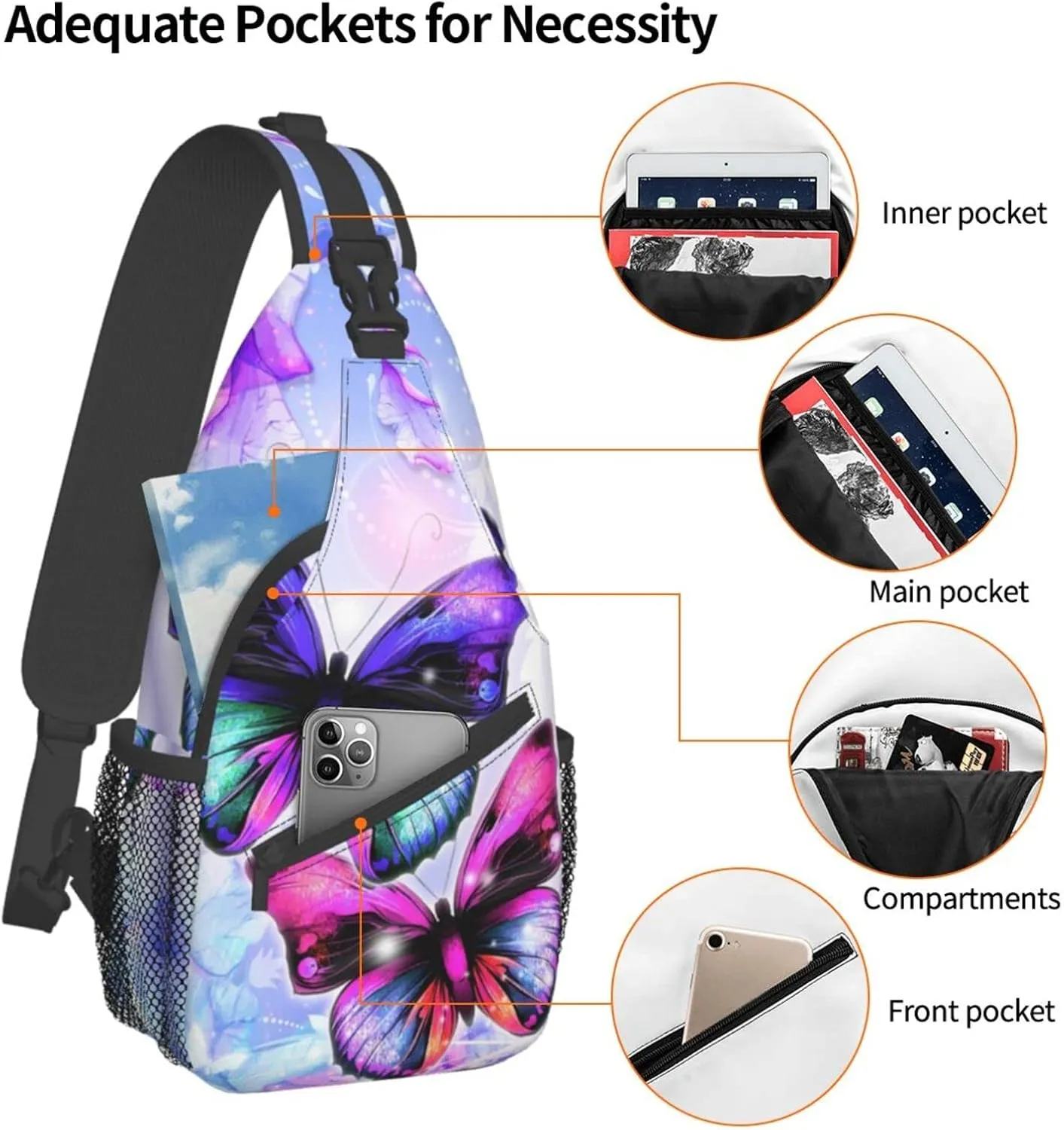 Stylish Chest Sling Bag Crossbody Shoulder Backpack Adjustable Lightweight Travel Hiking Casual Daypack Unisex