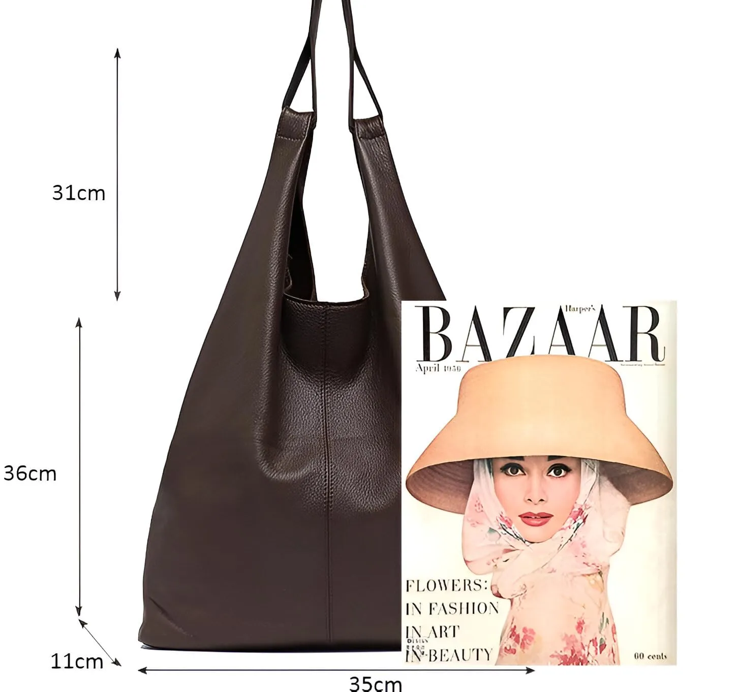 Stylish Genuine Leather Bucket Hobo Shoulder Bag - Spacious, Versatile, Soft, Durable, and Fashionable - Free Shipping (Brown)