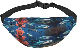Submarine shark coral Large crossbody bag for travel and running, made of polyester, waterproof and soft fabric