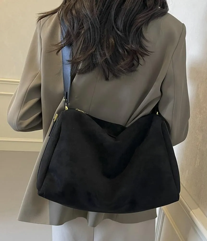 Suede Shoulder Crossbody Bag for Women Large Tote Purse Vintage Slouchy Top Handle Satchels Casual Working Handbag