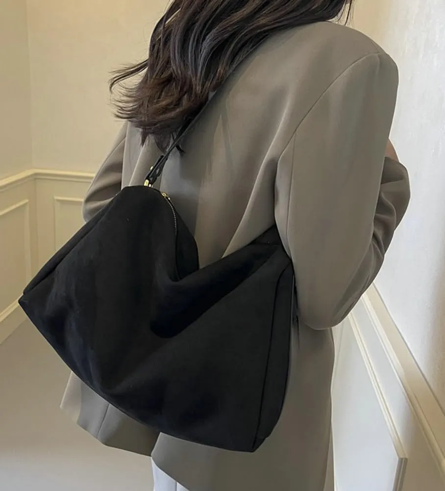 Suede Shoulder Crossbody Bag for Women Large Tote Purse Vintage Slouchy Top Handle Satchels Casual Working Handbag
