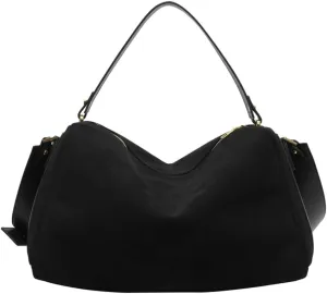 Suede Shoulder Crossbody Bag for Women Large Tote Purse Vintage Slouchy Top Handle Satchels Casual Working Handbag