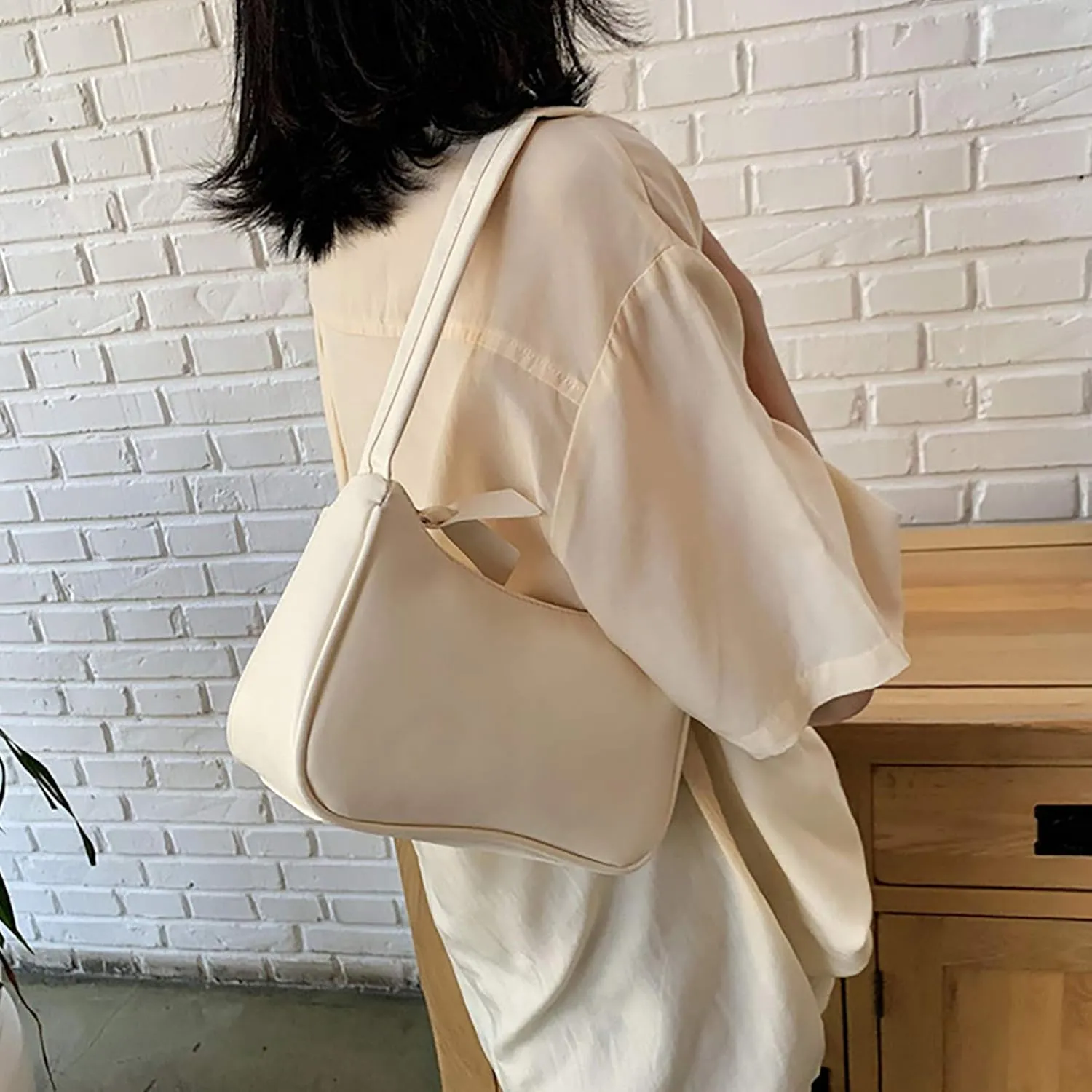 Suillty Women Vintage Underarm Shoulder Bag PU Leather Small Tote Wallet Handbag Clutch Purse