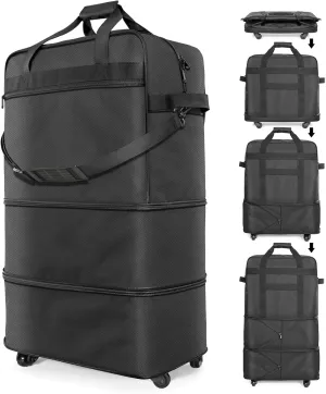 Suitcases with Wheels, Expandable Foldable Luggage Bag, Collapsible Rolling Travel Bag for Men Women, Lightweight Duffel Bag without Telescoping Handle
