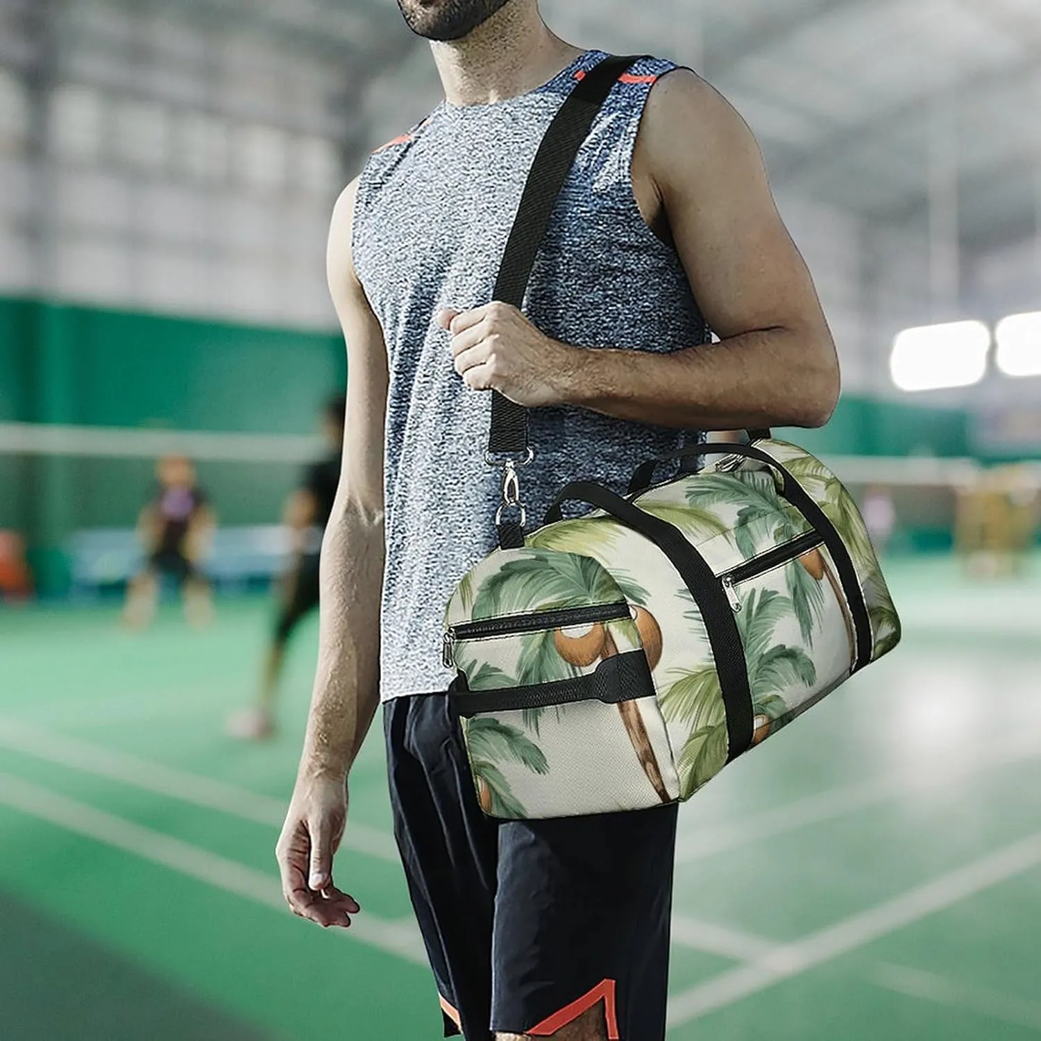 Summer Coconut Tree Sports Gym Bag Carry on Holdalls for Men Small Duffel Bags for Women with Shoe Compartment