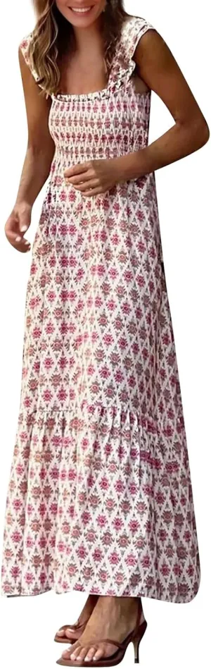 Summer Dresses for Women 2025 Vacation Spaghetti Strap Graffiti Maxi Dress Graphic A Line Swing Beach Dresses