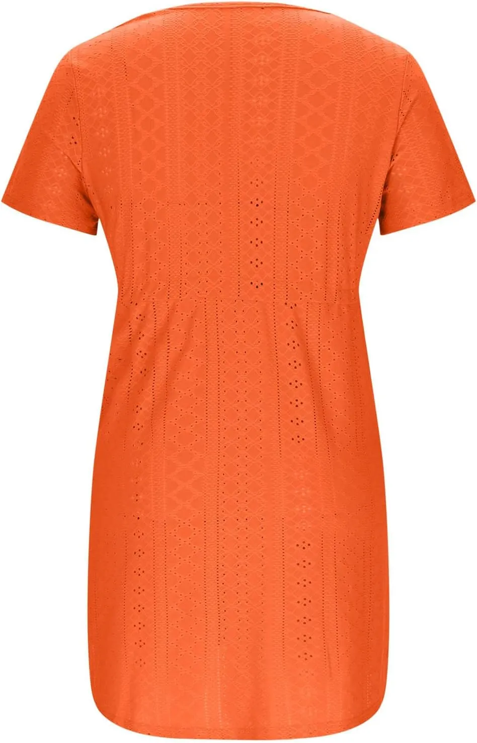 Sundresses for Women 2025 Beach Vacation Cover Ups Eyelet Tshirt Dress Casual V-Neck Drawstring Slit Flowy Mini Dress