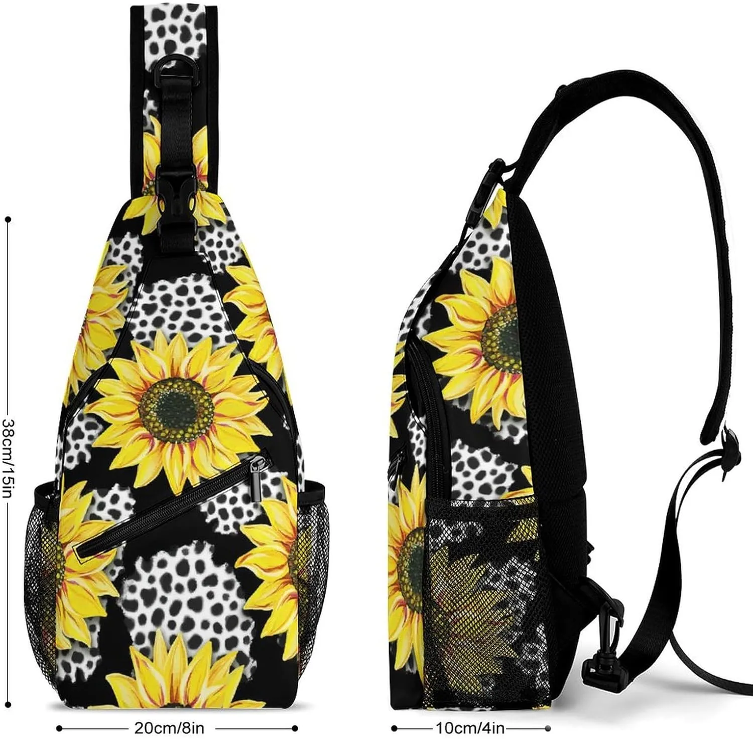 Sunflowers-leo-pattern Sling Bag Crossbody Backpack for Men Women Chest Bag For Travel Hiking Cycling Camping