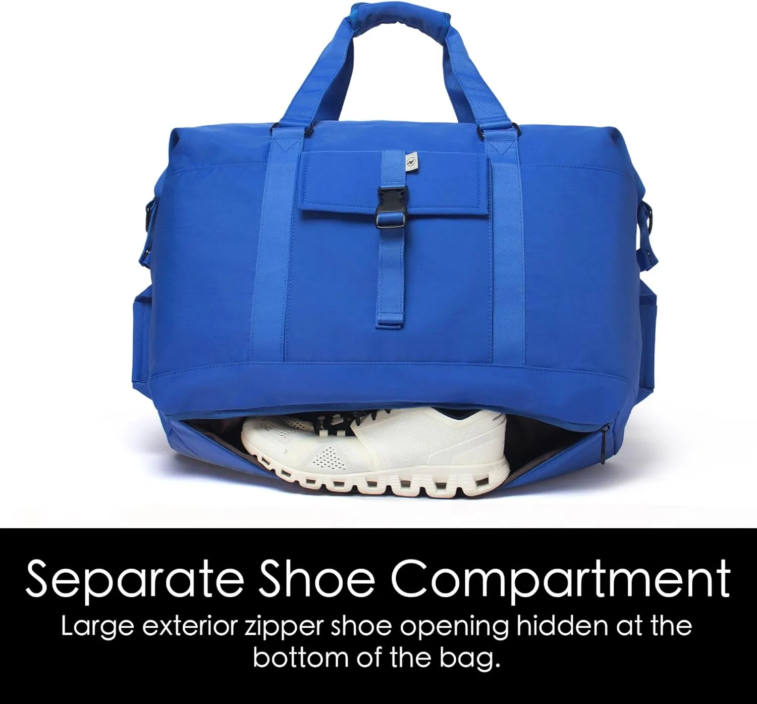 SUNNY BIRD Duffel with Utility Pouch, 40L Weekender Overnight Bag with Shoe Compartment for Travel and Sports (Blue)