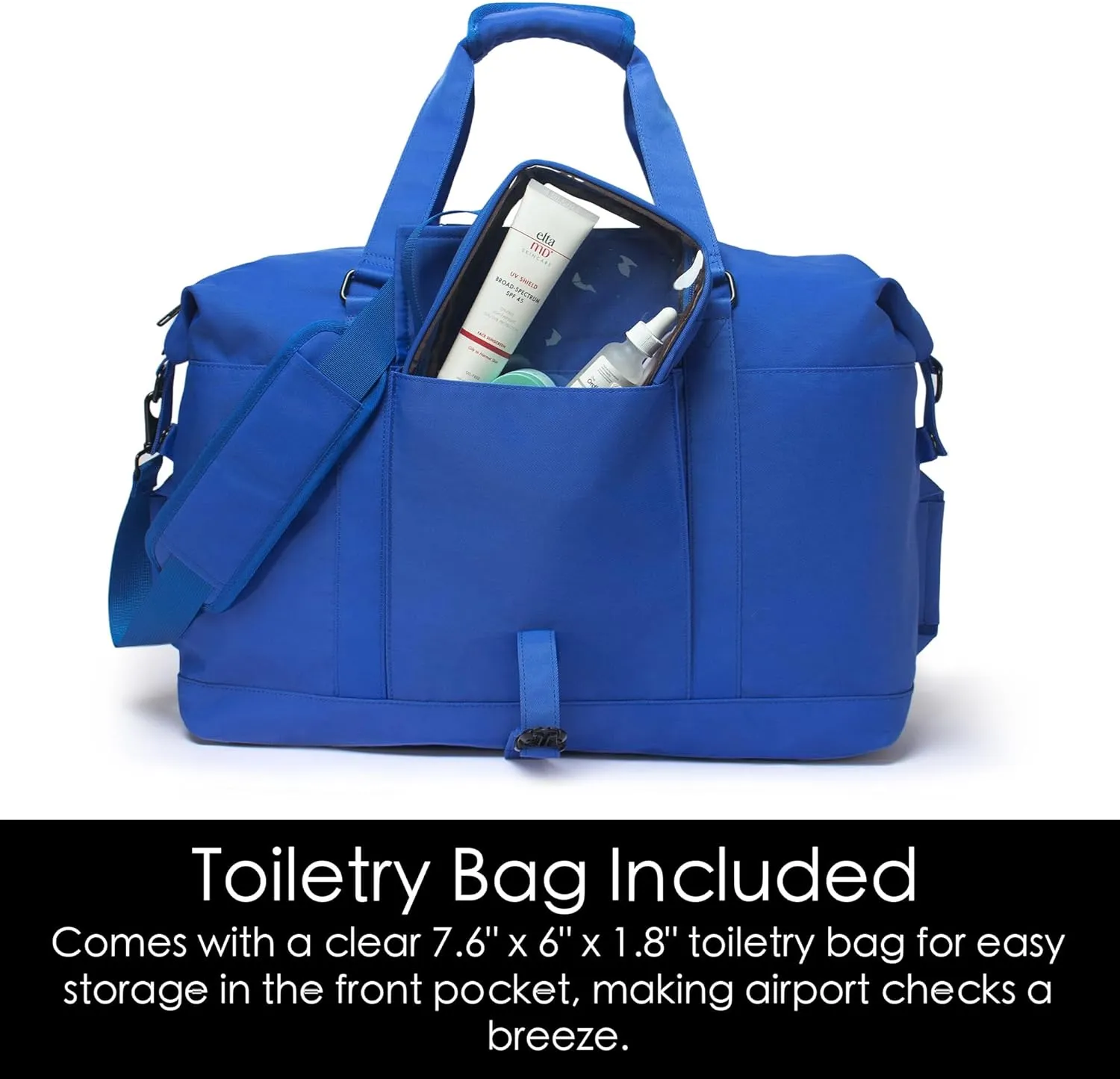 SUNNY BIRD Duffel with Utility Pouch, 40L Weekender Overnight Bag with Shoe Compartment for Travel and Sports (Blue)