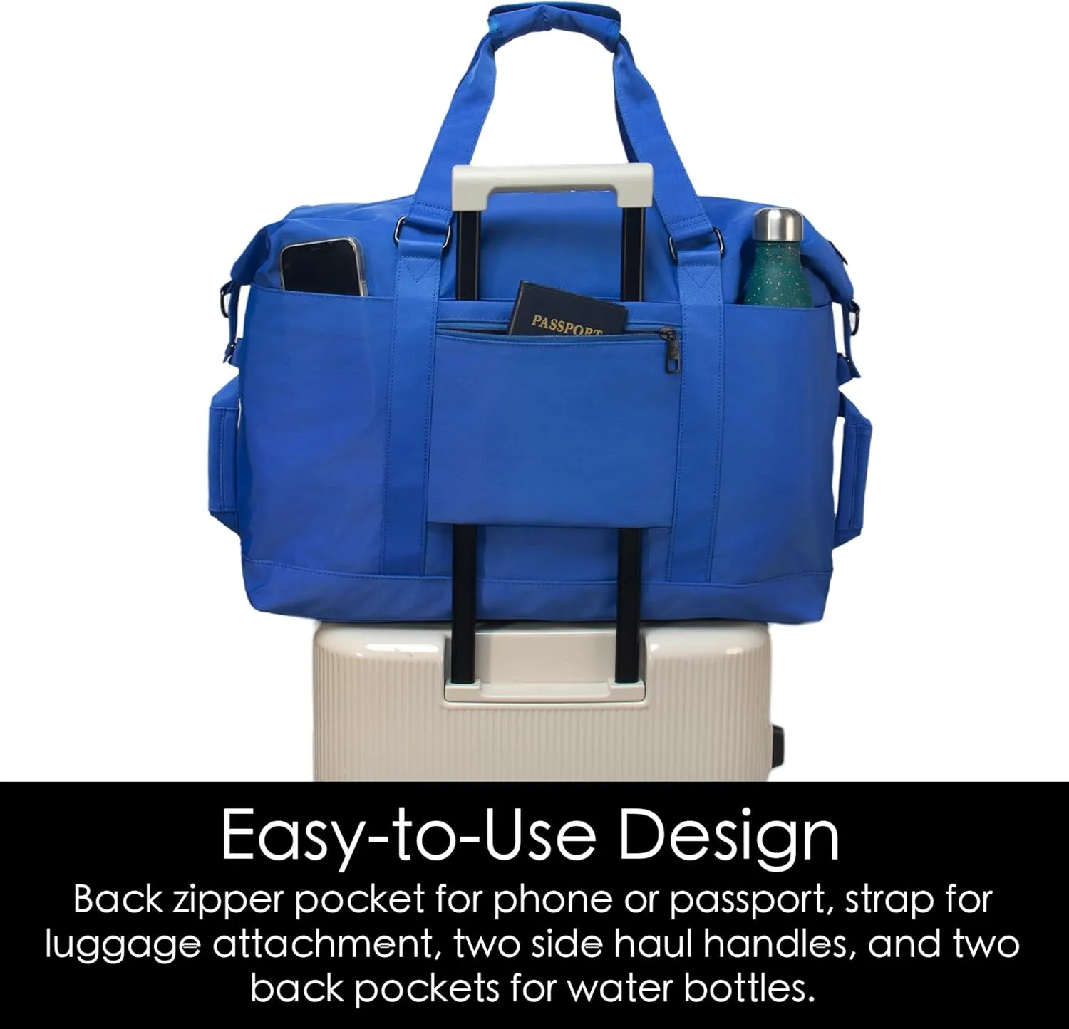 SUNNY BIRD Duffel with Utility Pouch, 40L Weekender Overnight Bag with Shoe Compartment for Travel and Sports (Blue)