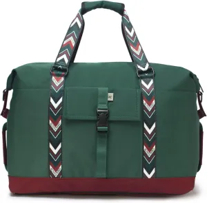 SUNNY BIRD Duffel with Utility Pouch, 40L Weekender Overnight Bag with Shoe Compartment for Travel and Sports (Greenboho)
