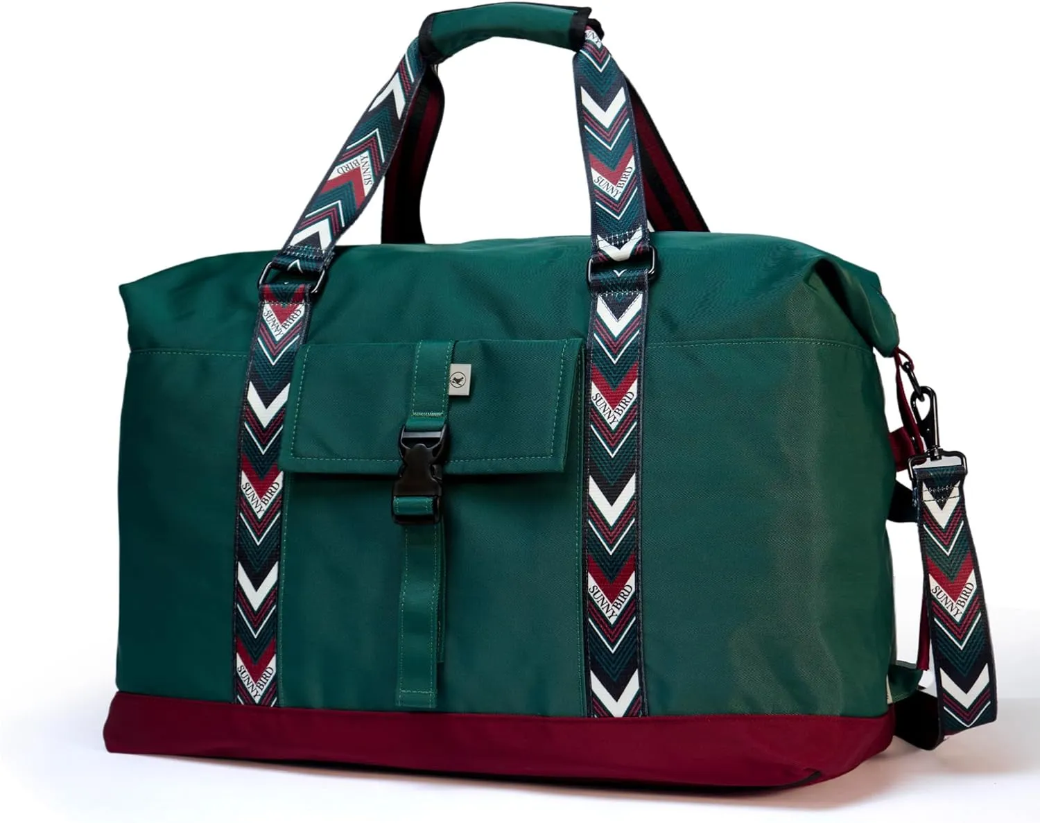 SUNNY BIRD Duffel with Utility Pouch, 40L Weekender Overnight Bag with Shoe Compartment for Travel and Sports (Greenboho)