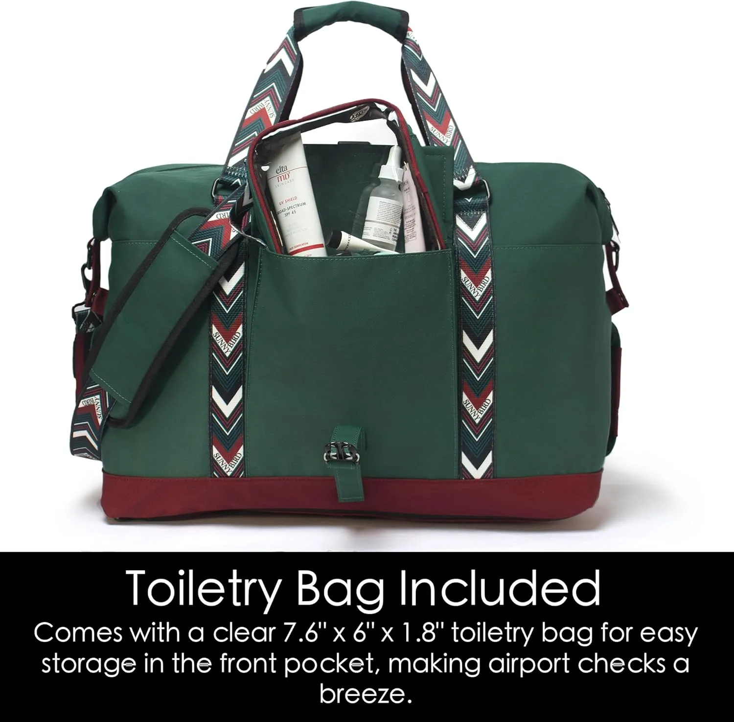 SUNNY BIRD Duffel with Utility Pouch, 40L Weekender Overnight Bag with Shoe Compartment for Travel and Sports (Greenboho)