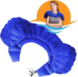 SunnyBay Heated Shoulder Wrap, Weighted Microwave Heating Pad for Neck and Shoulder Injury, Full Coverage Moist Hot Pack for Rotator Cuff Pain Relief, Elastic Fastening, Royal Blue