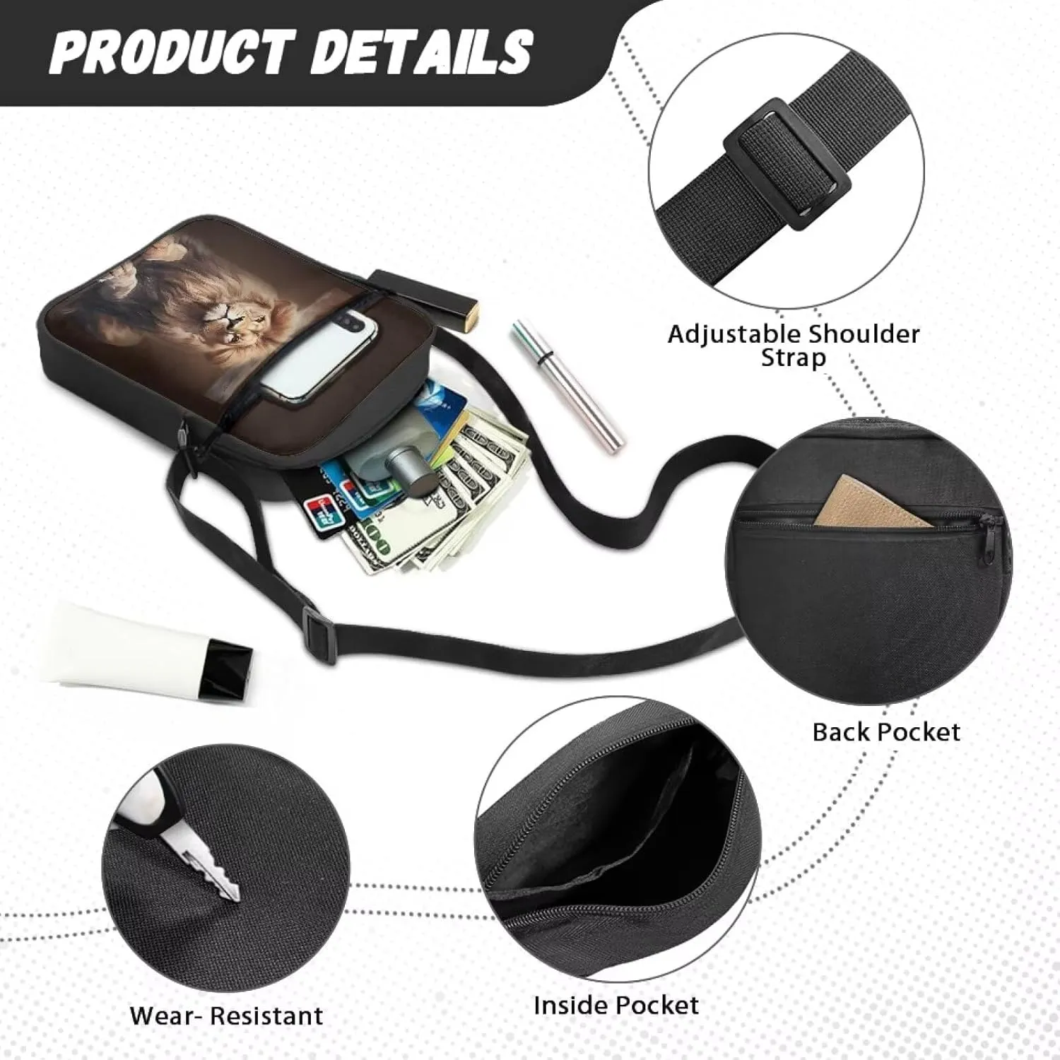 Suobstales Crossbody Bag for Women Men, Small Sling Pack Handbag for Work Business, Lightweight Messenger Shoulder Travel Bag