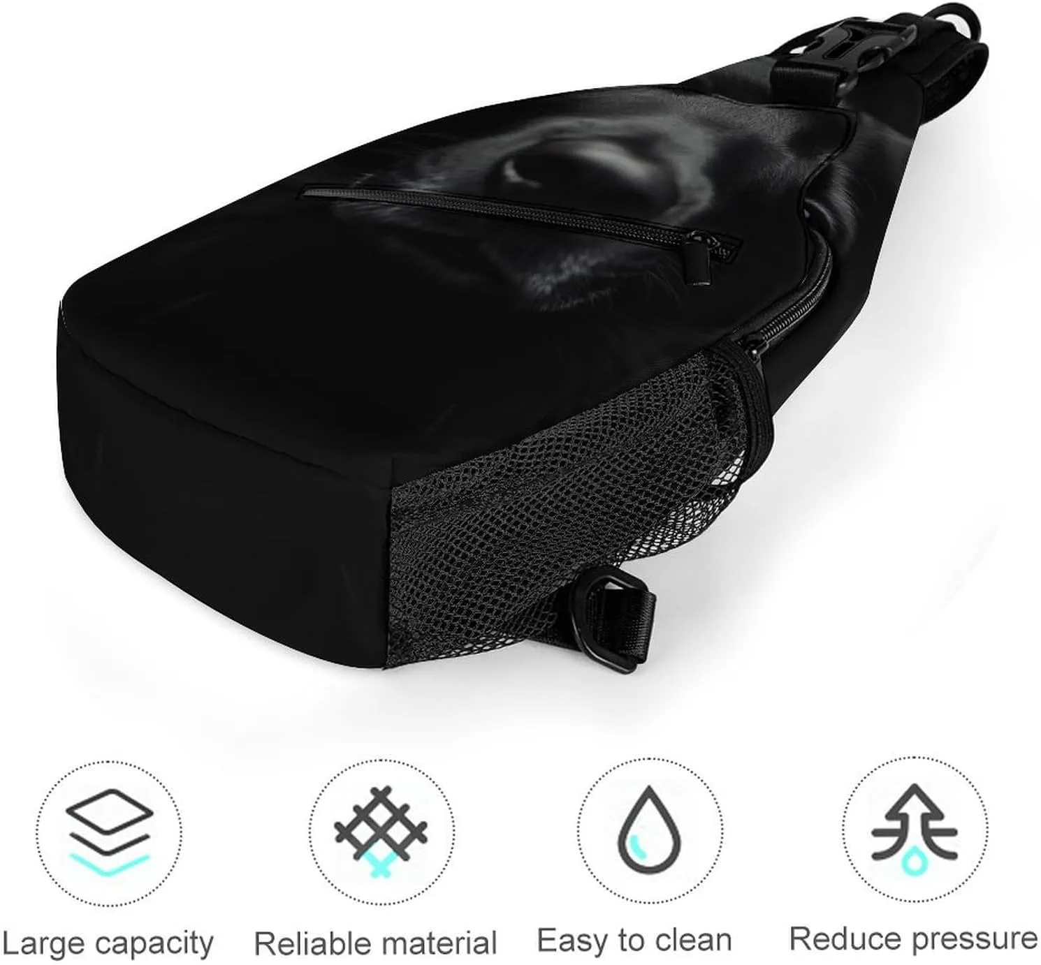 Supdreamc Men & Women Black Labrador Dog Sling Bag Backpack Outdoor Sport Daypack Travel Bag - Multipurpose Anti-Theft Tactical Satchel, Unbalance Chest Bag Rucksack