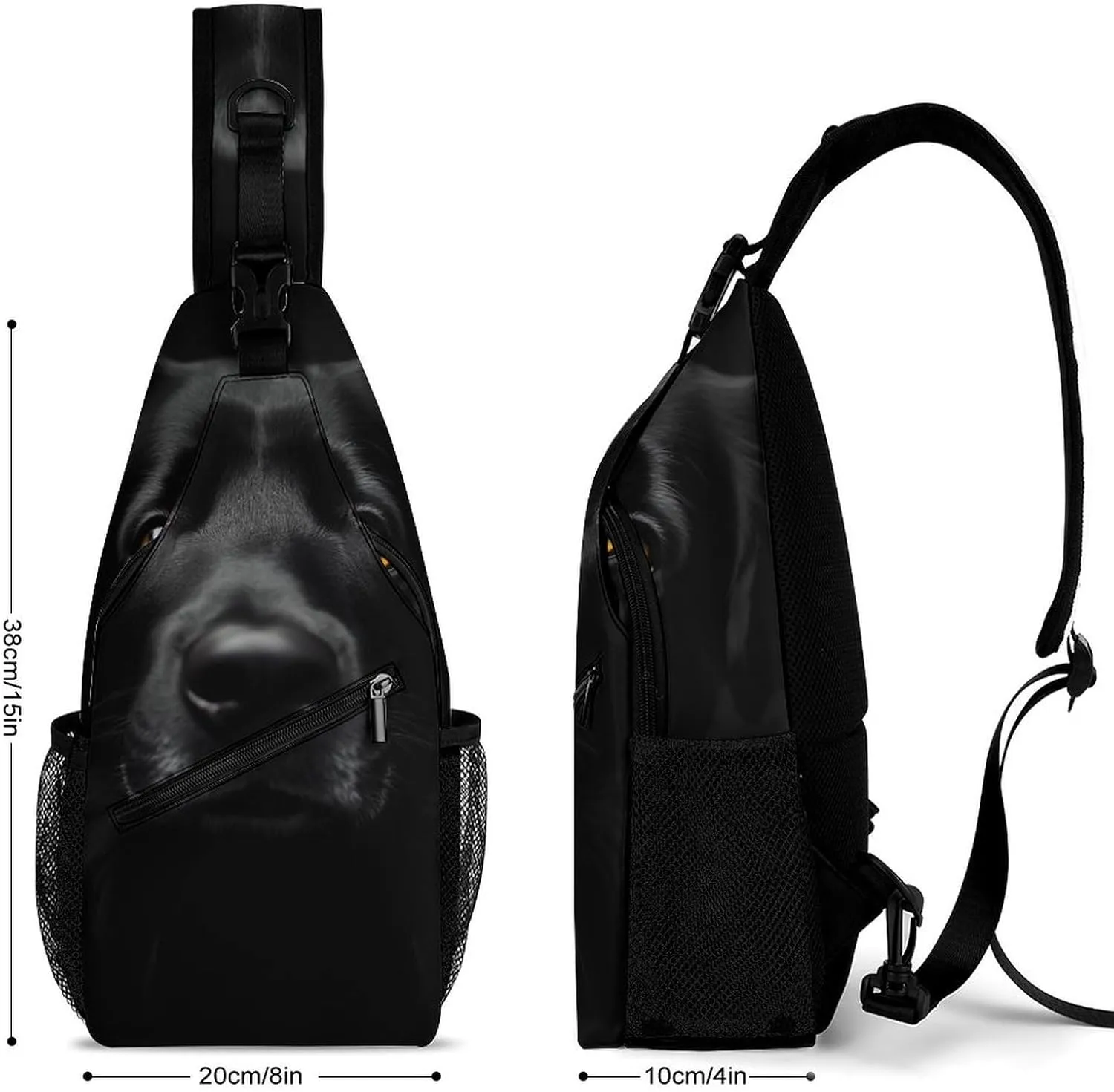 Supdreamc Men & Women Black Labrador Dog Sling Bag Backpack Outdoor Sport Daypack Travel Bag - Multipurpose Anti-Theft Tactical Satchel, Unbalance Chest Bag Rucksack