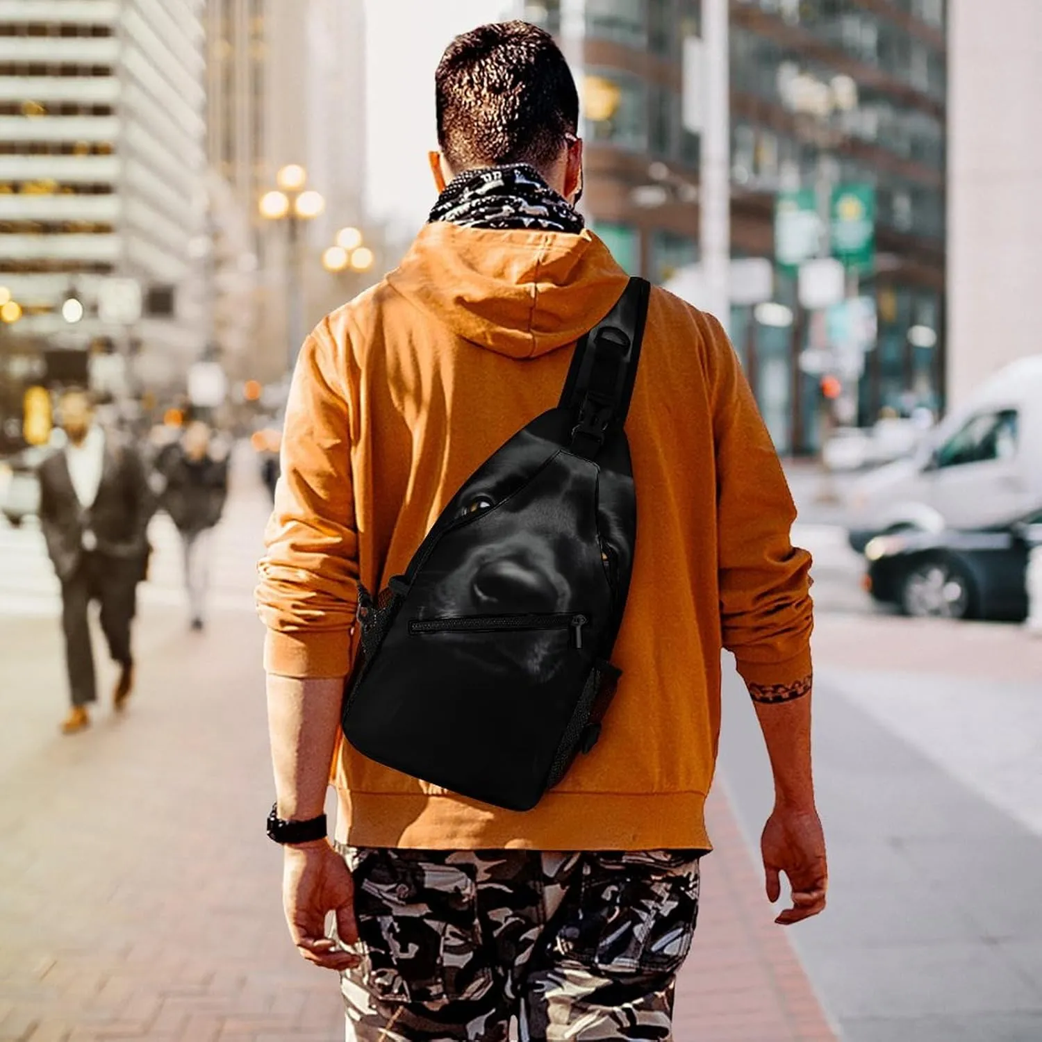 Supdreamc Men & Women Black Labrador Dog Sling Bag Backpack Outdoor Sport Daypack Travel Bag - Multipurpose Anti-Theft Tactical Satchel, Unbalance Chest Bag Rucksack