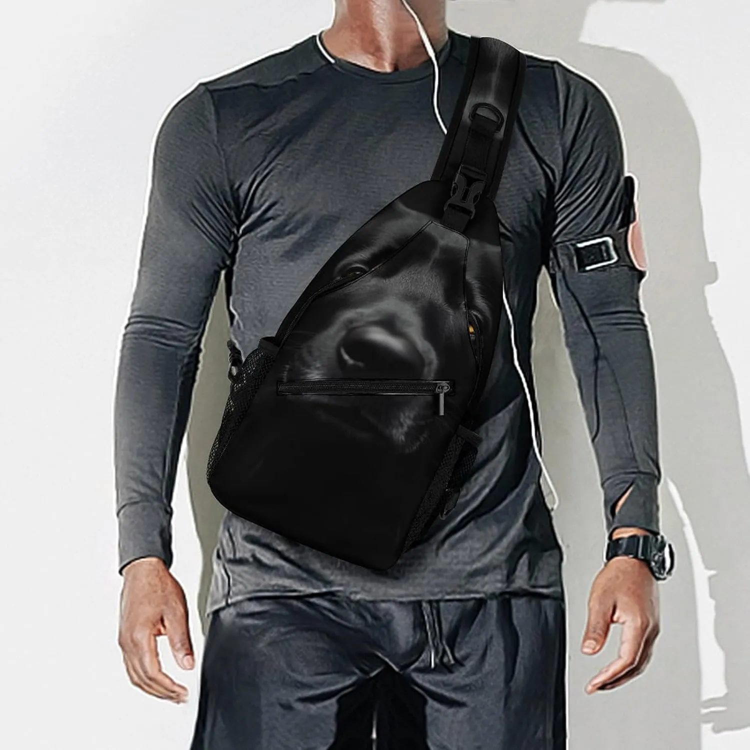 Supdreamc Men & Women Black Labrador Dog Sling Bag Backpack Outdoor Sport Daypack Travel Bag - Multipurpose Anti-Theft Tactical Satchel, Unbalance Chest Bag Rucksack