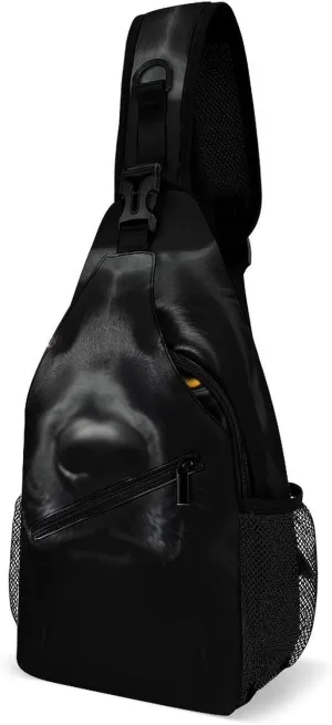 Supdreamc Men & Women Black Labrador Dog Sling Bag Backpack Outdoor Sport Daypack Travel Bag - Multipurpose Anti-Theft Tactical Satchel, Unbalance Chest Bag Rucksack