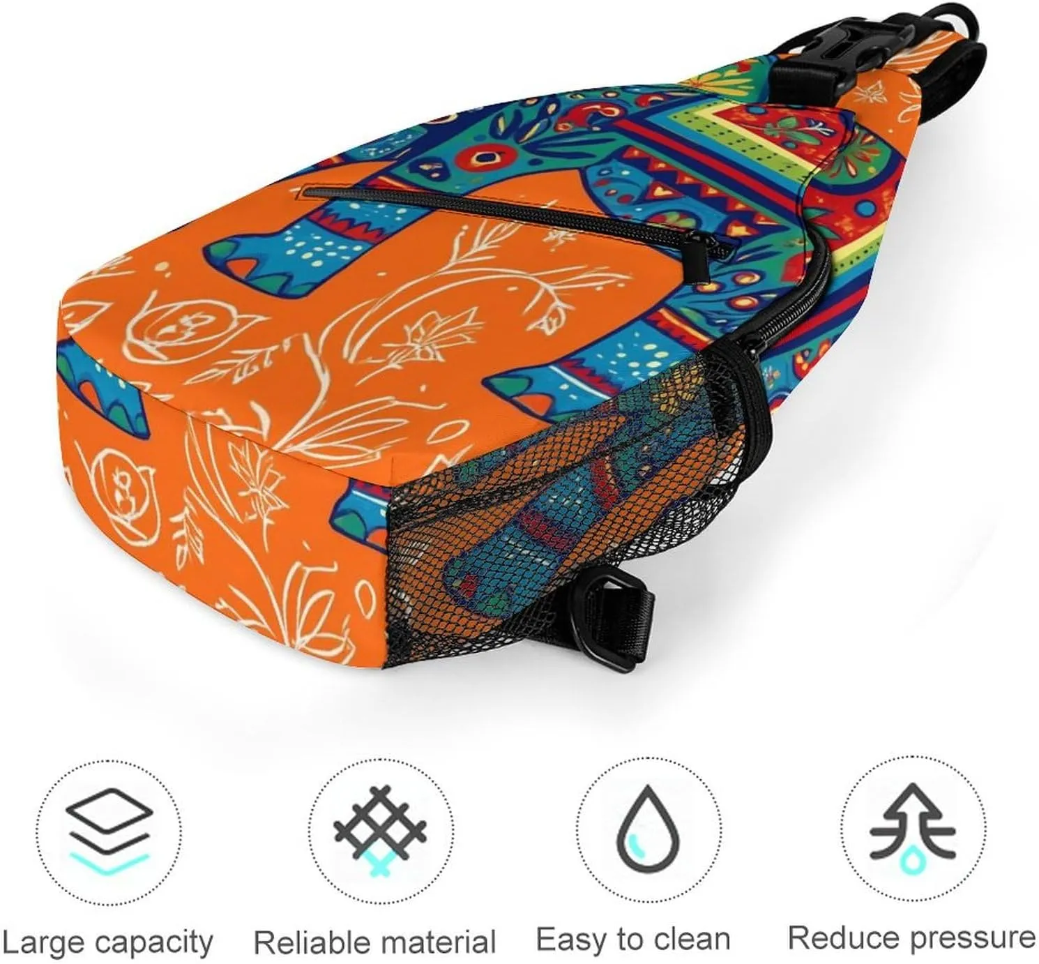 Supdreamc Men & Women Gym Crossbody Sack Satchel Outdoor Hiking Bag, African Tribal Nations Elephants Art Sling Bag Backpack Backpacking for Travel Hiking - Small Tool Backpack