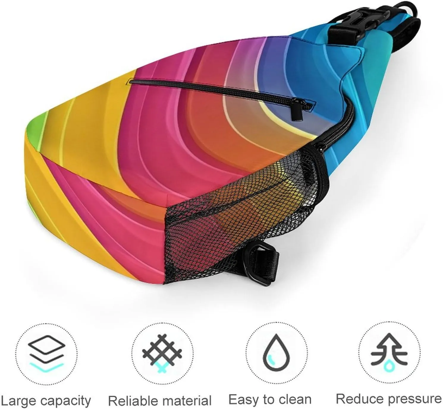 Supdreamc Men & Women Gym Crossbody Sack Satchel Outdoor Hiking Bag, Colorful Tie Dye Rainbow Gradient Sling Backpack Rucksack for Outdoors Running Climbing - Handy Tote Bags
