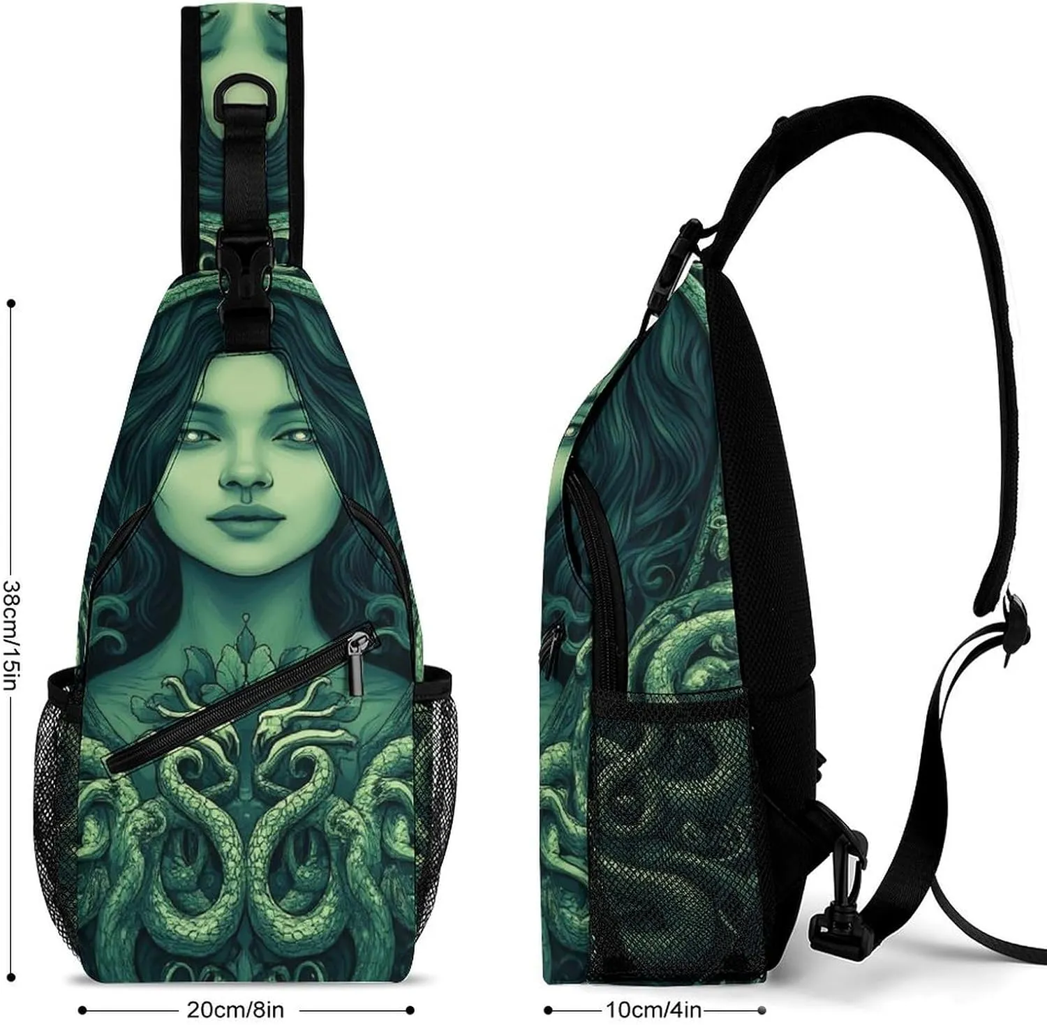 Supdreamc Men & Women Outdoor Sport Daypack Travel Bag, Ancient Greece Snake Queen Medusa Art Sling Bag Backpack Backpacking for Outdoor Camping Hiking Cycling - Durable Carry On Bag