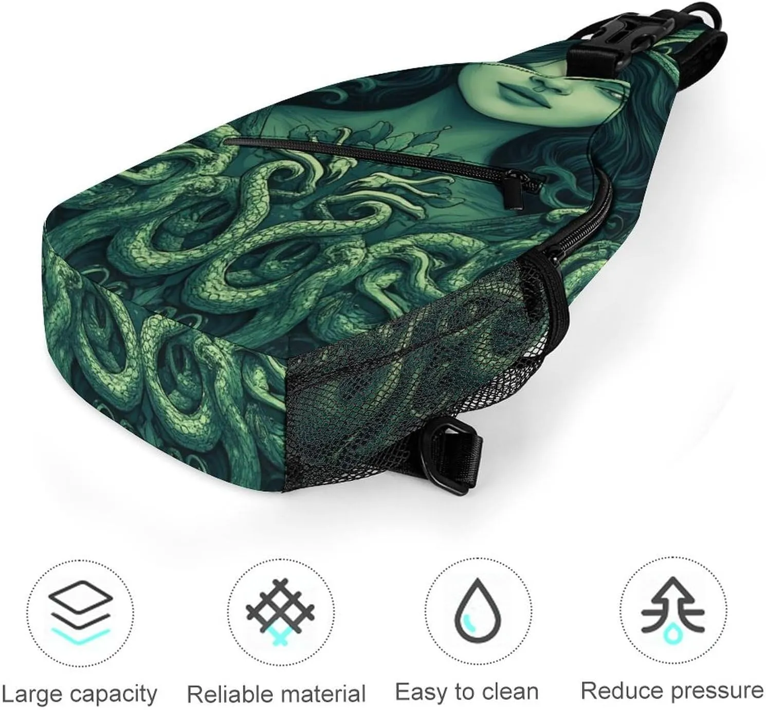 Supdreamc Men & Women Outdoor Sport Daypack Travel Bag, Ancient Greece Snake Queen Medusa Art Sling Bag Backpack Backpacking for Outdoor Camping Hiking Cycling - Durable Carry On Bag